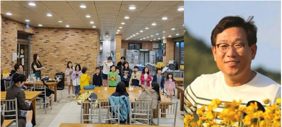 왼쪽 아이들과 함께한  공연 / 오른쪽 외갓집체험마을 김주헌 대표