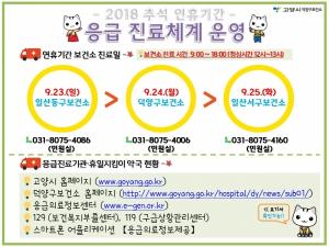 고양시, 추석 연휴 ‘응급진료체계’ 가동